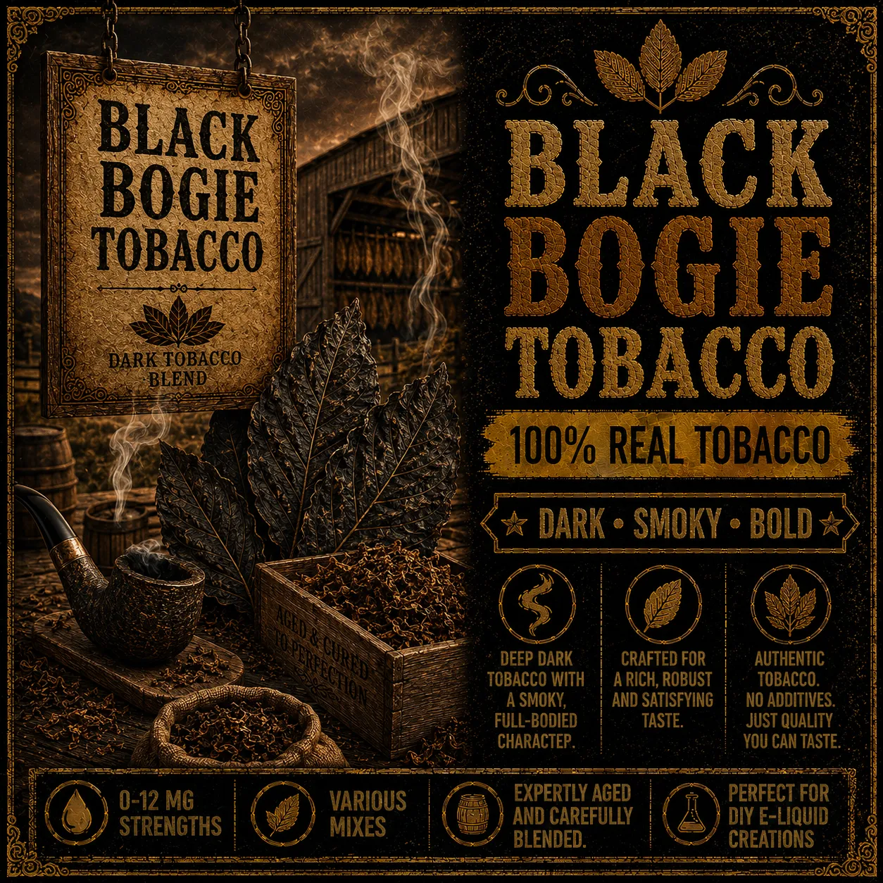 Black Bogie Tobacco E-liquid - Real Tobacco Extract Flavour Black Bogie Tobacco E-liquid - Real Tobacco Extract Flavour