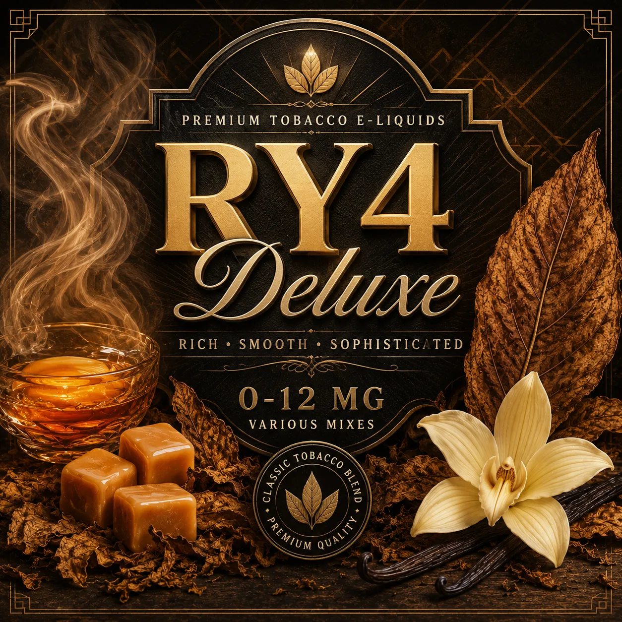 RY4 Deluxe Tobacco E-Liquid – Premium Sweet Caramel Tobacco Vape Juice RY4 Deluxe Tobacco E-Liquid