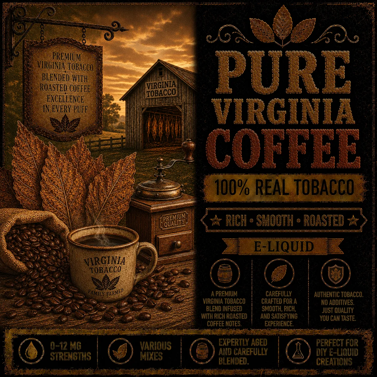 Pure Virginia Coffee Tobacco - Real Tobacco E-liquid Pure Virginia Coffee Tobacco - Real Tobacco E-liquid