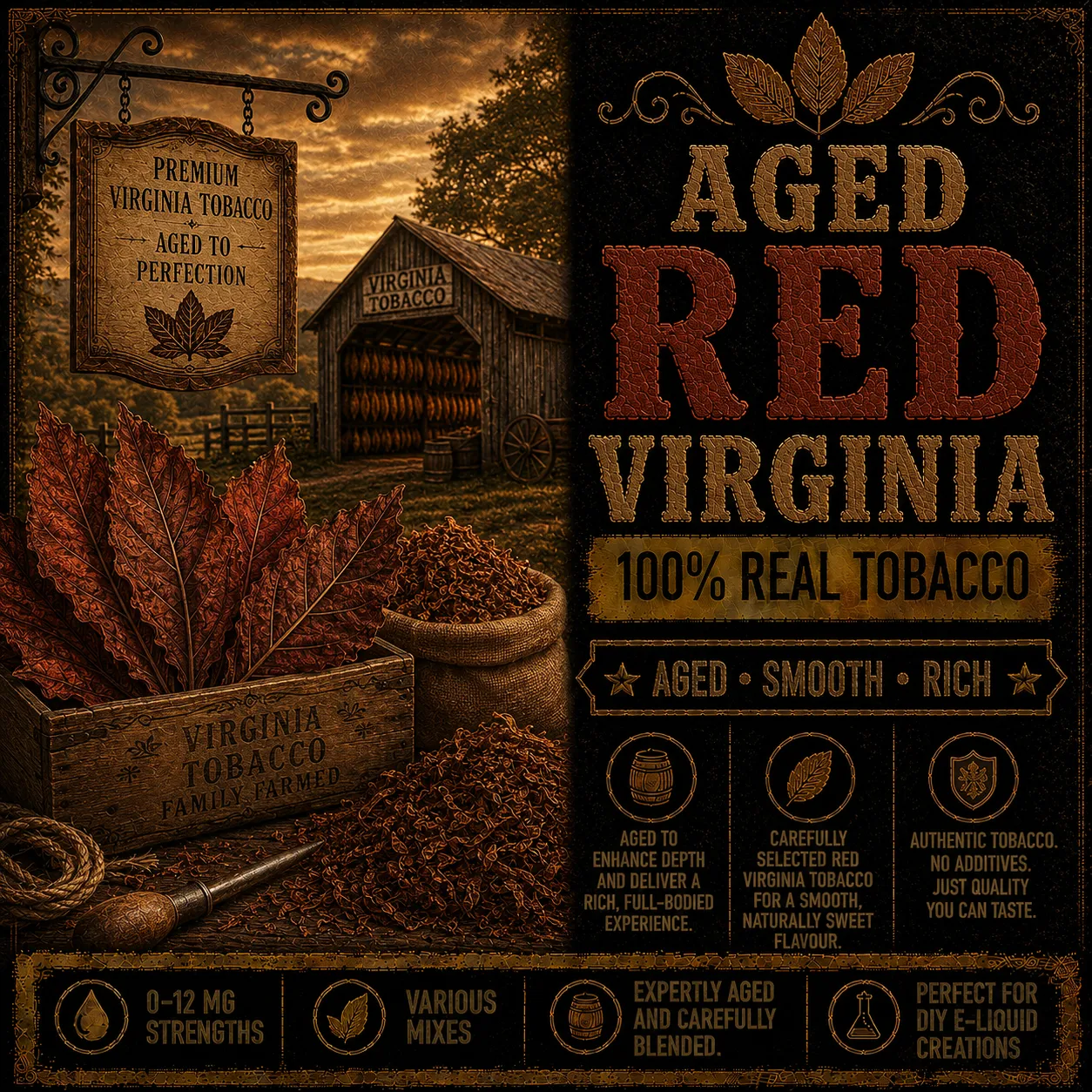 Aged Red Virginia Tobacco - Real Tobacco E-liquid Aged Red Virginia Tobacco - Real Tobacco E-liquid