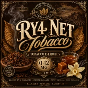 RY4 NET Tobacco E-Liquid UK – Naturally Extracted Caramel Tobacco Vape Juice