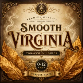 Smooth Virginia Tobacco E-Liquid product artwork featuring mellow leaf flavour and a gently sweet finish