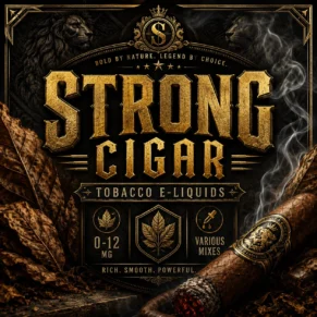Strong Cigar Tobacco E-Liquid product image featuring bold, full-bodied cigar-inspired tobacco flavour