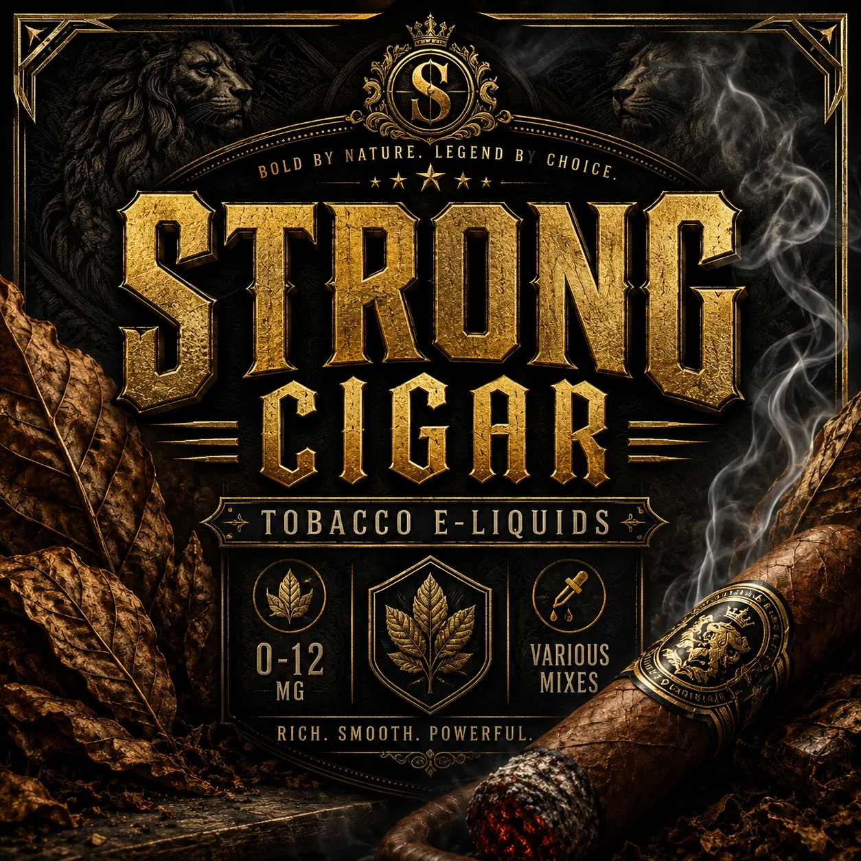 Strong Cigar Tobacco E-Liquid – Bold, Full-Bodied Flavour Strong Cigar Tobacco E-Liquid product image featuring bold, full-bodied cigar-inspired tobacco flavour