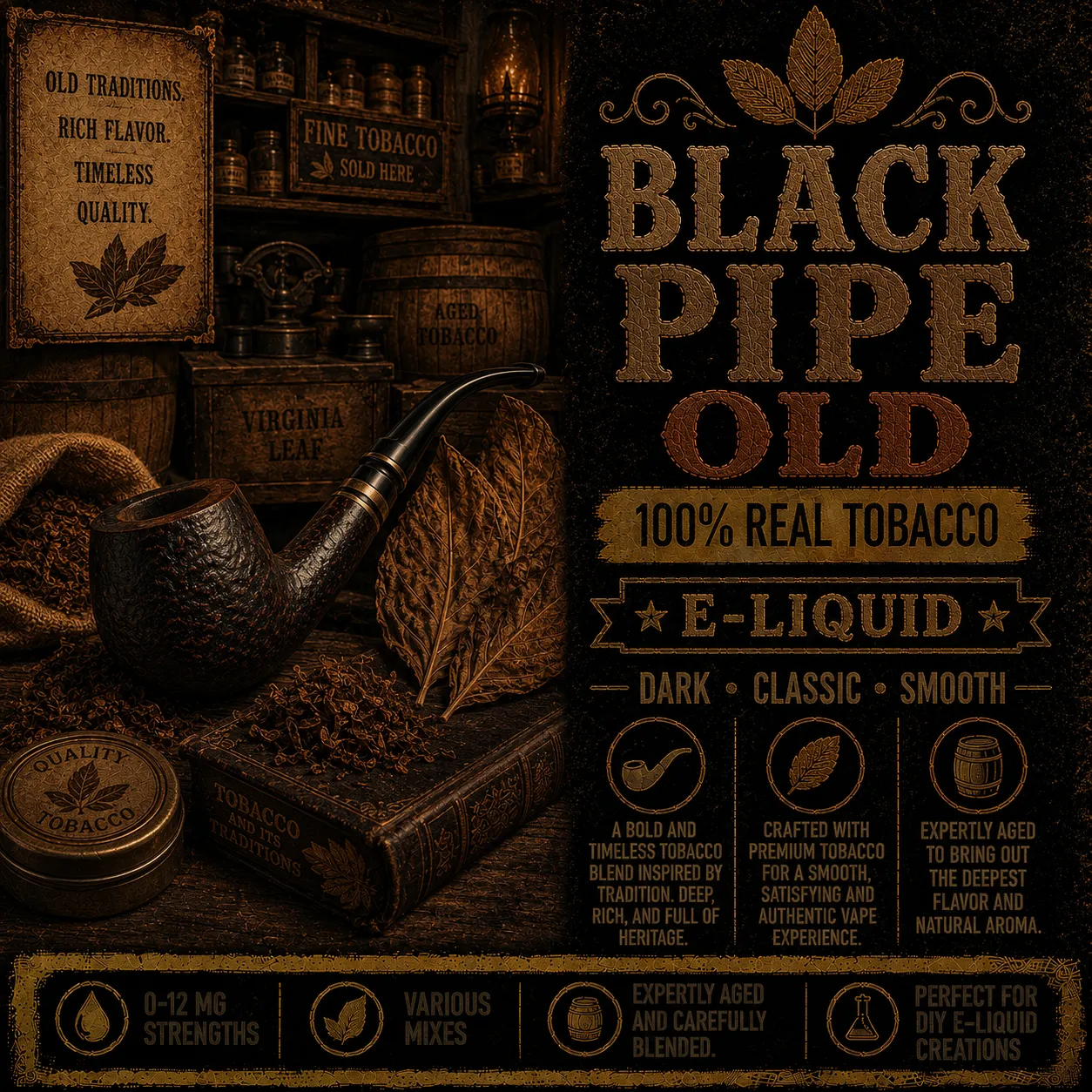 Black Pipe Old Tobacco - Real Tobacco E-liquid Black Pipe Old Tobacco - Real Tobacco E-liquid